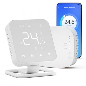 Beok BOT-R3X-WIFI Thermostat intelligent pour chaudière à gaz et chauffage par le sol, sans fil, chauffage central, écran tactile, compatible avec Alexa Google Assistant, fonctionne avec piles (Beok, neuf)