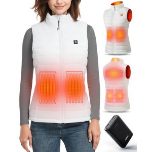 UNBON Veste Chauffante Femme, Gilet Chauffant Femme avec Batterie Incluse USB 10000mAh, Gilet Chauffant &Eacute;lectrique avec 3 Temp&eacute;ratures 6 Zones de Chauffage, Doudoune Chauffante sans Manche, Blanc, L (Yestars FR, neuf)