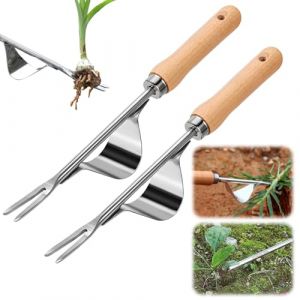Matame Desherbeur Manuel, 2025 Arrache Mauvaise Herbe, Arrache Pissenlit Outils Jardinage, Root Slayer en Acier Inoxydable (2PCS) (DianY, neuf)