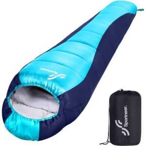 Sac de Couchage Adulte: Sportneer Sac de Couchage Grand Froid 3-4 Saisons Compact Sac Couchage Sarcophage, 5 ℃ - 15 ℃ pour Le Camping, la Randonnée, Les Activités de Voyage en Plein Air, Bleu (TSMART, neuf)