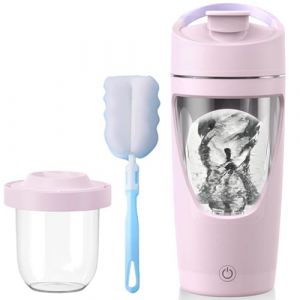 Behogan Shaker électrique : 700 ml Shaker à protéines électrique avec compartiment à poudre, Shake r Shake r Shake protéiné rechargeable par USB, mixeur automatique avec brosse, rose (HQ SHENG LIMITED, neuf)