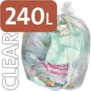 Alina 240L Polyéthylène Transparent Robuste Sac Poubelle à roulettes, 25 Sacks (Alina Ltd, neuf)