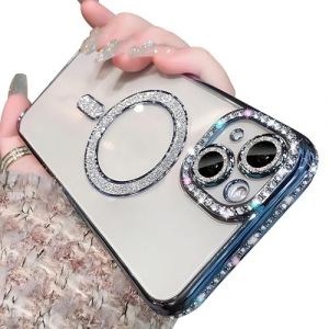 Lomzexwi - Coque pour iPhone 14 Plus - Coque transparente en silicone avec strass pour femmes et filles - Coque de protection &eacute;l&eacute;gante et r&eacute;sistante aux chocs - Coque de luxe pour iPhone 14 Plus (Zexnig, neuf)