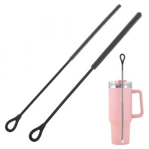Lot de 2 Goupillon Paille Silicone,25 CM Brosses de Nettoyage de Paille,Convient aux Tubes &agrave; Essai,Th&eacute;i&egrave;res,Bouilloires,Goupillons(9+15 mm) (noir) (TERRYEARHOMELTD, neuf)