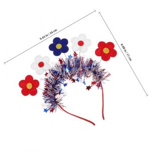 LABRIMP Bandeau D&eacute;coratif Rouge Blanc Bleu pour F&ecirc;te T&ecirc;te Fleur pour Accessoire Cheveux Femme pour &Eacute;v&eacute;nement Ind&eacute;pendantiste (Star Aier, neuf)