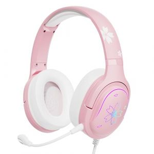 Mytrix RGB Effet de lumière Casque Gaming, Over-Ear Casque Gamer avec Fil et Micro pour PC, iPad, Téléphone, PS4, PS5, Xbox One et Nintendo Switch, Sakura Rose, Poids léger, Qualité sonore Claire (mytrix, neuf)