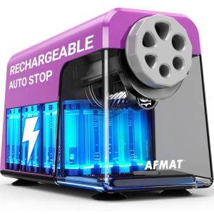 AFMAT Taille-crayon électrique 6 trous avec récipient, arrêt automatique et stockage de crayons - Taille-crayon électrique rechargeable pour 6 à 11 mm N° 2/grand/crayons de couleur, 10 000 tailles (AFMAT Direct EU, neuf)