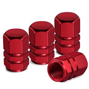 Soleebee Lot de 4 bouchons de valve, capuchons de valve, accessoires de voiture, bouchons de valve universels, protection contre la poussi&egrave;re, capuchon de buse d'air, v&eacute;lo (rouge, 4 pi&egrave;ces) (Soleebee, neuf)