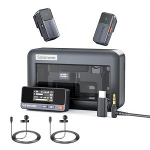 Saramonic Air Microphone Cravate sans Fil pour iPhone Android avec Double Micro &agrave; Revers, 300 m, 48 kHz/24 Bits, Mini Microphone pour Tiktok Youtube Livestream, Interview, Podcast, Enregistrement (COCOGEAR-EU, neuf)