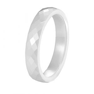 PAURO Bijoux Haute Brillant Classique Conception Engagement Mariage Band Bague Femme C&eacute;ramique 4MM Blanc Taille 62 (BuyPAURO, neuf)