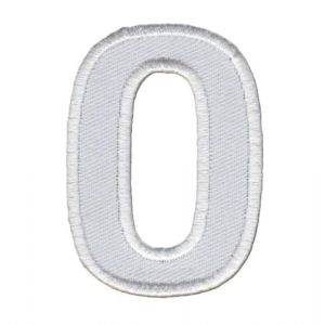 Patch Ecusson Thermocollant Lettre Blanche 3,50 x 5 cm Lettre O (Filou Face, neuf)