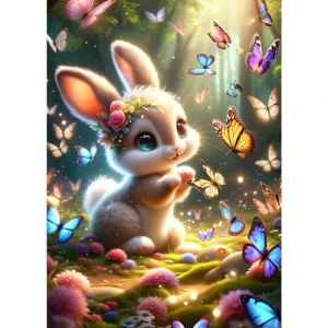 GDYEEH 5D Lapin Diamond Painting, DIY Papillons Broderie Diamant Painting Complet, Pays des R&ecirc;ves Art du Diamant Peinture Strass Point de Croix Painting pour Adultes D&eacute;butants,Murale D&eacute;cor 30x40 cm (GDYEEH Direct, neuf)