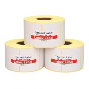 Labex Label - &Eacute;tiquette Thermique Direct 50x40 mm | &Eacute;tiquettes D&rsquo;exp&eacute;dition - Autocollantes Thermiques - 3 Rouleaux - 2250 &Eacute;tiquettes Professionnelles (Labex Label, neuf)