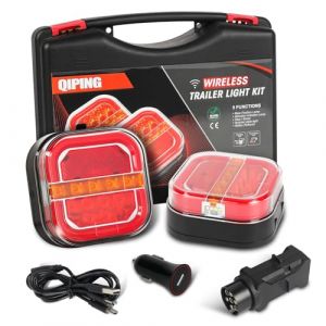 Qiping 2 pack plaque de feux remorque led sans fils magnétique 12V 24v, homologué e-mark, rechargeable, Impermeable, feu arriere wireless pour voiture camion tracteur ferme vehicule (Qiping EU, neuf)
