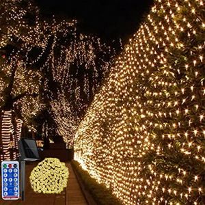CORST Filet Solaire Guirlande, 100 Led Extérieur Arrière Cour Patio Net Lumière 1.5x1.5M Balcon Clôture Maille Fée Lumière 8 Modes, Mur Toit Rideau Saint-Patrick Décor (Blanc chaud) (CORST_MALL, neuf)