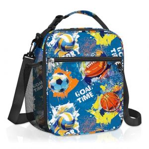 Clastyle Sac Isotherme Repas Enfant Ballon de Sport Lunch Bag Isotherme Gar&ccedil;ons Petit Sac Lunch Box pour L'&eacute;cole &Eacute;tudiant Pique-nique, Bleu Rugby (Changtian_Im&Ex, neuf)