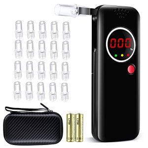 Aranknew Alcootest Ethylotest Electronique, Testeur d'alcool avec Le Capteur Semi-conducteur Haute Sensibilite, Portable LCD Numérique Ethylometre, 20 Embouchures et 2-AA Batterie (Shengya-Direct, neuf)