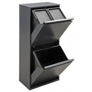 ARREGUI Basic CR404-B Poubelle de Recyclage Cuisine 3 Bacs | 11 + 11 + 23 L (45 L) | Poubelle de Tri Sélectif 3 Rangements | Meuble Poubelle en Acier avec 3 Seaux | Sac Poubelle | anthracite (Balea Box, neuf)
