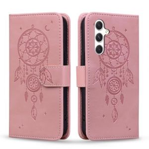 Vaitasy Coque pour Samsung Galaxy A35 Attrape R&ecirc;ves Cuir PU &Eacute;tui avec Magn&eacute;tique Fonction Stand Portefeuille Housse pour Galaxy A35 Rose Dreamcatcher (WanJunYu Electronic, neuf)