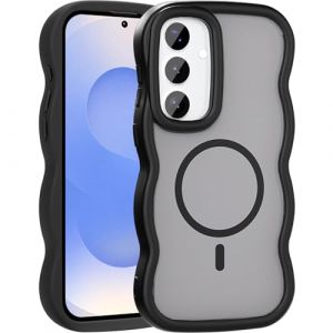 Keteen Coque Magnétique pour Samsung Galaxy S25, Translucide Mat Curly Wave Frame Silicone Etui Souple TPU Slim Fit Antichoc Bumper Housse Coque Samsung Galaxy S25, Noir (Keteen, neuf)