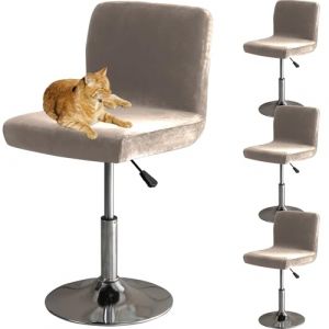 HOMECOVER Housses De Chaise De Bar avec Dossier, &Eacute;lastique Velours Tissu Housses De Tabouret De Pub Amovible Courte Arri&egrave;re Pivotant Couverture De Chaise-Taupe-4 Pi&egrave;ces (HOMECOVER, neuf)