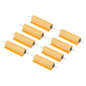 PATIKIL 100W 0.1 Ohm R&eacute;sistance de Coque en Aluminium, 8 Pcs R&eacute;sistance de Bo&icirc;tier en Aluminium R&eacute;sistance de Puissance &agrave; Vis de Tol&eacute;rance de 5%, Dor&eacute; (PATIKIL UK, neuf)