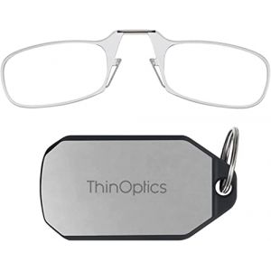 ThinOptics Lunettes de Lecture 2.00 Monture Transparente avec &eacute;tui Porte-cl&eacute;s &ndash; Lunettes rectangulaires compactes Pliables &ndash; Nez &agrave; Clipser &ndash; Force 2.00 avec Technologie Flex-Fit (The Body Doctor, neuf)