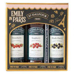 St. Dalfour Coffret Confiture &ndash; &Eacute;dition Emily in Paris &ndash; 100% fruits, sans sucre ajout&eacute;, sans gluten &ndash; 3x284g (Fraise/Framboise/Cerise Noire) avec cuill&egrave;re (Fraise, Framboise, Cerise Noire) (SureShot Nederland, neuf)