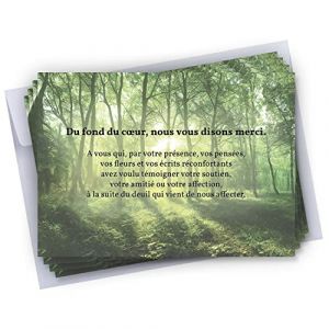 Cadeau Parfait Lot de 25 Cartes de remerciements décès condoléances + 25 Enveloppes autocollantes • Visuel Forêt • Format 10x15 cm (Cadeau Parfait, neuf)