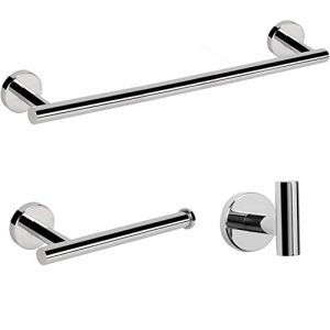 YUET Porte Papier Toilette, Porte Serviette Mural,Patère à Crochet 3 Pièces, 12" Porte Rouleau Papier Toilette en Acier Inoxydable 12 inch pour Cuisine Salle de Bain WC Barres, Argent Poli (YUET Official FR, neuf)