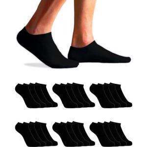 12 Paires Chaussettes Basses Homme et Femme - Socquettes Homme et Femme - Socquettes Courtes Coton Respirant (FR/ES, Numérique, 40, 46, Taille normale, Taille normale, Noir (12 Paires)) (TOPLINE Store, neuf)