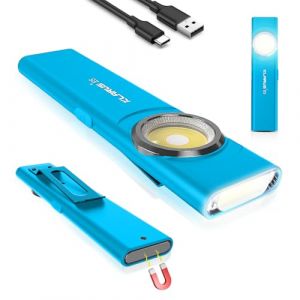 klarus Lampe de travail COB rechargeable USB C, mini lampe de poche plate EDC de 600 lumens avec base magnétique et clip à boucle,Convient pour l'entretien, le camping, la randonnée, les urgences (Klarus® EU Store, neuf)