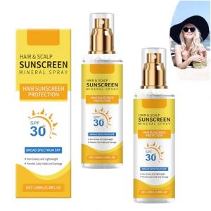 Spray protecteur pour le cuir chevelu, protection solaire SPF 30, brume après-soleil anti-UV pour cheveux et cuir chevelu, protection anti-décoloration, facile à transporter (2pcs) (CongRong-Shop, neuf)