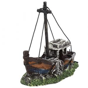 LIZEALUCKY Mini Bateau Pirate De Simulation &eacute;lev&eacute;e, D&eacute;corations D'&eacute;pave D'aquarium, Ornements D'aquarium, Mat&eacute;riau en R&eacute;sine, Navire Coul&eacute; pour Aquarium d'eau Douce Et d'eau Sal&eacute;e Betta (Lizeaskon, neuf)