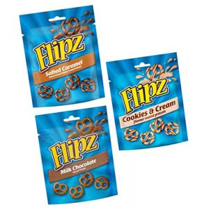 Flipz Lot de 3 sachets de 90 g de chocolat au lait, biscuits et cr&egrave;me au caramel sal&eacute; (The Marvellous Group, neuf)