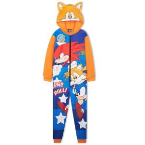 Get Trend Sonic The Hedgehog Combinaison Pyjama Gar&ccedil;on Hiver, Grenouill&egrave;re Polaire Chaude avec ou sans Capuche, Cadeau Gamer (9-10 Ans, Multi Tails) (Get Trend., neuf)