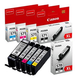 Canon Cartouches d'encre d'origine PGI 570XL CLI 571XL Multipack (BK/C/M/Y) – Compatible avec PIXMA MG5700, MG5750, MG5751, MG5752, MG6800, MG6850, MG6851, MG6853, MG7700, MG7750, MG7752, (siegshop, neuf)
