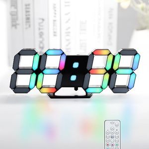 KOSUMOSU Horloge numérique à Del néon de 24,6 cm – Horloge Murale à Del RVB pour Salon, Bureau – Grand écran – Horloge esthétique pour Chambre à Couch (KOSUMOSU TECHNOLOGY, neuf)