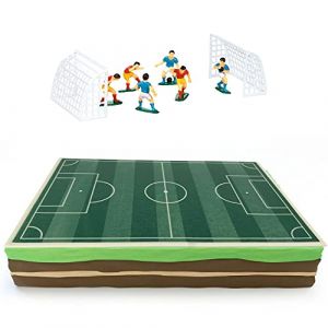 Décoration de gâteau de football terrain comestible en feuille de sucre vert rectangle 29 x 19 cm, joueurs et cages pour anniversaires, fêtes et célébrations (PASSION GÂTEAU, neuf)