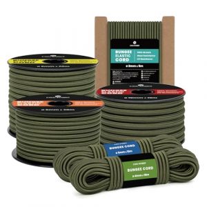 Kamu Synber Tendeur &Eacute;lastique Corde Elastique 4mm x 30m Sandow Elastique pour B&acirc;che, Remorque, Bateau, Camping | Vert Arm&eacute;e (Kamu Synber, neuf)
