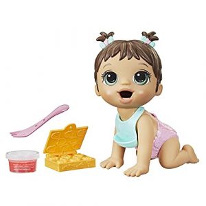 Baby Alive Lil Snacks Poup&eacute;e Eats and Poops sur le th&egrave;me des collations de 20,3 cm, moule &agrave; casse-cro&ucirc;te, jouet pour enfants &agrave; partir de 3 ans, cheveux marron (Books at Your Door FR, neuf)