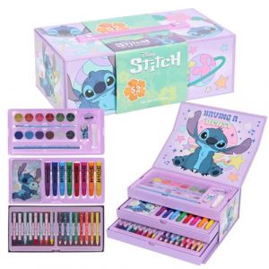 Disney Lilo & Stitch Ensemble de mat&eacute;riel de coloriage pour enfants | Valise de papeterie de coloriage de 52 pi&egrave;ces avec marqueurs, crayons, stylos et plus | Sac &agrave; dos cr&eacute;atif Stitch pour le dessin et (GC TradeVision FR, neuf)