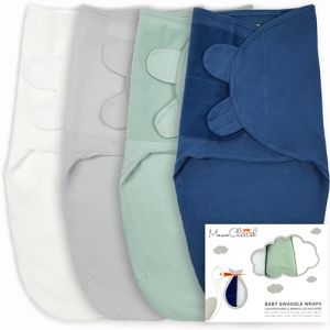Mama Cheetah Sac d'emmaillotage pour b&eacute;b&eacute;, Couverture en Coton Biologique, Sac de Nuit Ajustable, emmaillotage Facile pour gar&ccedil;on Fille 0-3 Mois, Baby Essentials, Paquet de 4 (Mama Cheetah, neuf)