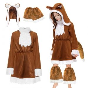 Costume De Renard Pour Enfants: D&eacute;Guisement Pour Enfant Animal Cosplay Robe Tenue Accessoire Avec Chapeau Et Queue Pour Filles 4-12 Ans Pour Halloween Carnaval Et F&ecirc;Tes Jeu De R&ocirc;Le (L (10-12 ans)) (Helimwint  EU, neuf)