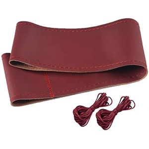 DIY Volant de Voiture, Couvre Volant de Voiture en Cuir à Coudre,Couvre Volant en Cuir Souple sur Le Volant de la Voiture avec Aiguille et Fil Accessoires intérieurs-40CM(Rouge) (GY-honeq☆, neuf)