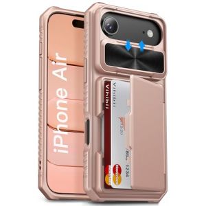 Vihibii pour iPhone Air Case avec Porte Carte, Protection Cache Camera, RFID Blocage, TPU Protection Militaire Antichoc, Anti Rayures Case Robuste &Eacute;tui pour iPhone 17 Air 6,5Pouces 2025, Or Rose (Vihibii FR Store, neuf)
