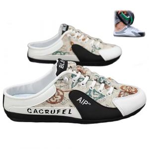 MAOAEAD Baskets dos nu pour homme, pantoufles de sport d'été à enfiler pour homme, mule décontractée à dos ouvert, chaussures d'extérieur (imprimé-blanc, 43) (YUZHSTORE, neuf)
