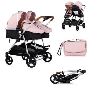 Chipolino poussette pour fr&egrave;res et soeurs Nouveau Twin Duo Smart pliable panier, coloris:rose (Babyshoppen, neuf)