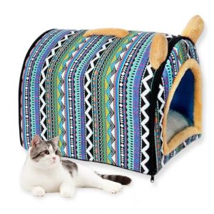 Niche d'int&eacute;rieur pour chat et chien de grande taille, lavable, amovible, apaisant, anti-anxi&eacute;t&eacute;, avec coussin doux, lit igloo pour animal domestique (G, 35 x 30 x 30 cm-S) (ping bu, neuf)