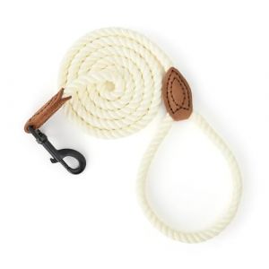 Mile High Life Laisse pour chien en corde de coton tress&eacute; avec pointe en cuir et pointe en cuir &ndash; Fermoir en m&eacute;tal robuste, 1,5 m d'&eacute;paisseur &ndash; Mariage, laisse de promenade pour chiens de taille (MileHighLifeEU, neuf)